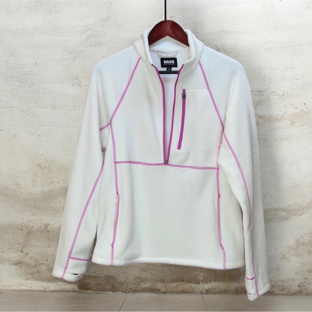 Bass Outdoor women's half-zip fleece pullover / 3 Zip pckts/ mock neck / size M